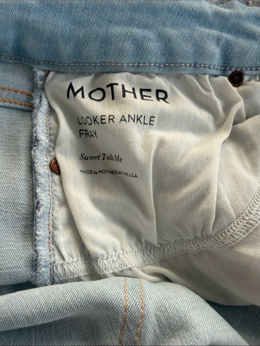 MOTHER Looker Ankle Fray Jeans - Light Blue